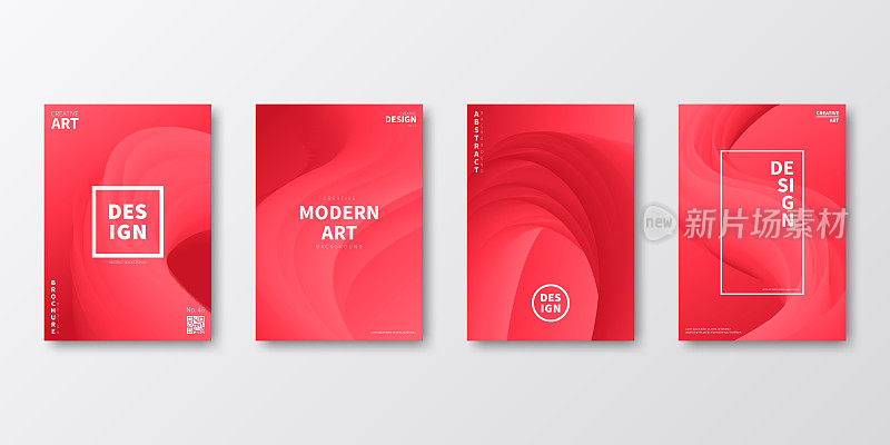 宣传册模板排版，红色封面设计，商业年报，宣传单，杂志