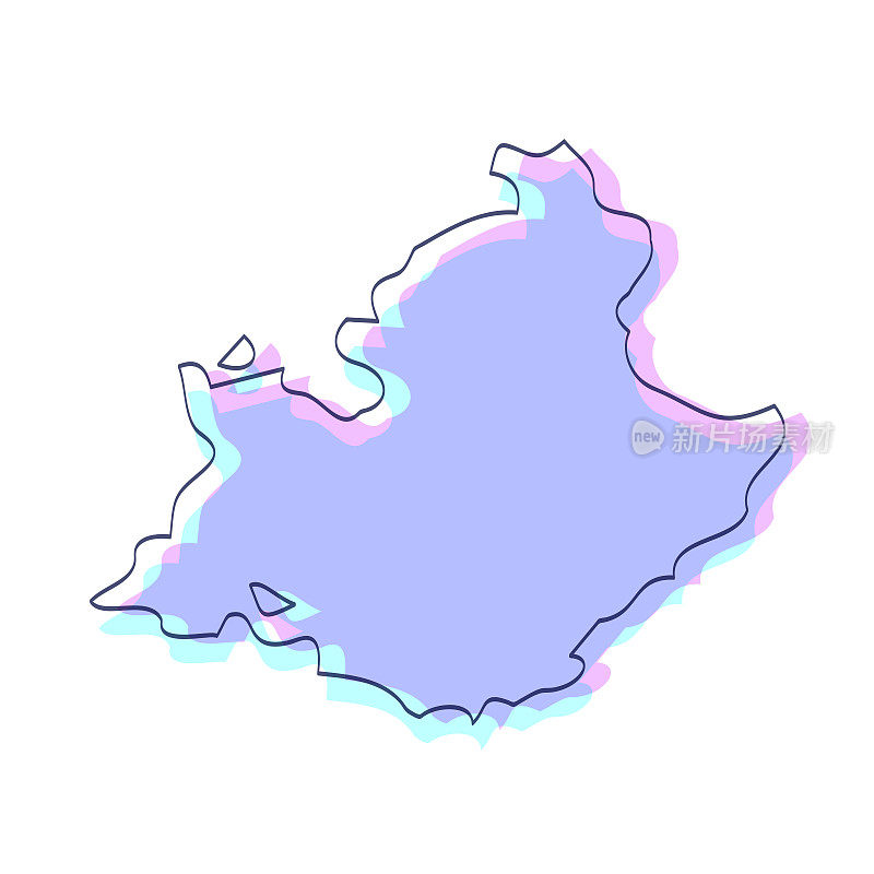 普罗旺斯-阿尔卑斯-蓝色海岸地图手绘-紫色与黑色轮廓-时尚的设计
