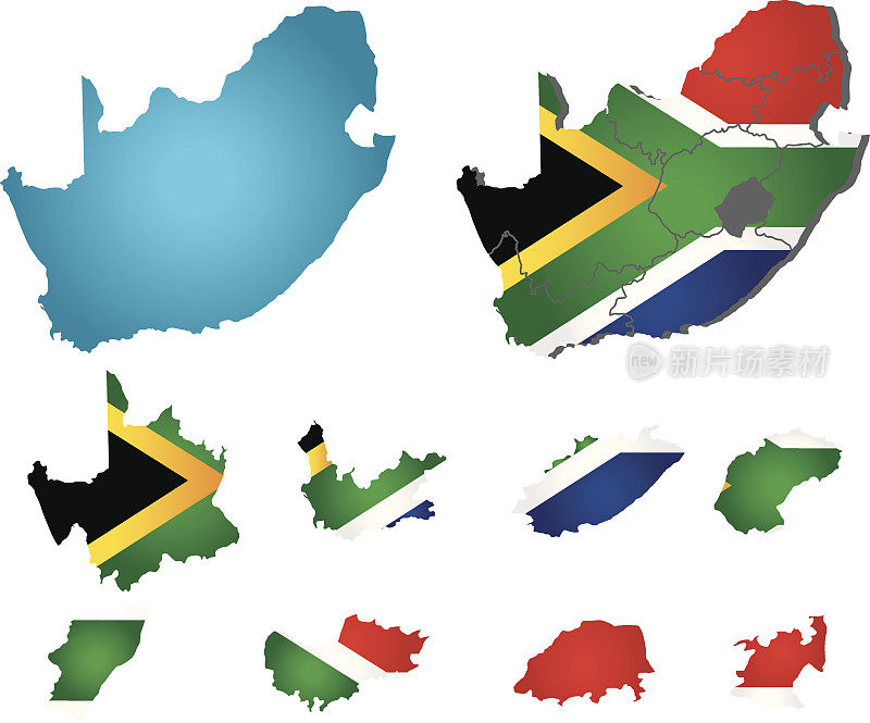 矢量南非地图与旗帜