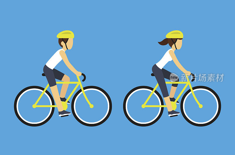 男性和女性自行车手
