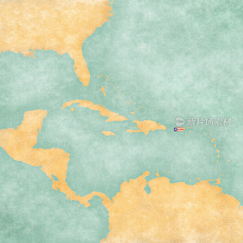 加勒比海-波多黎各地图(复古系列)