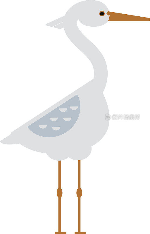 站着的鹳和飞着的鹤grus卡通可爱的动物