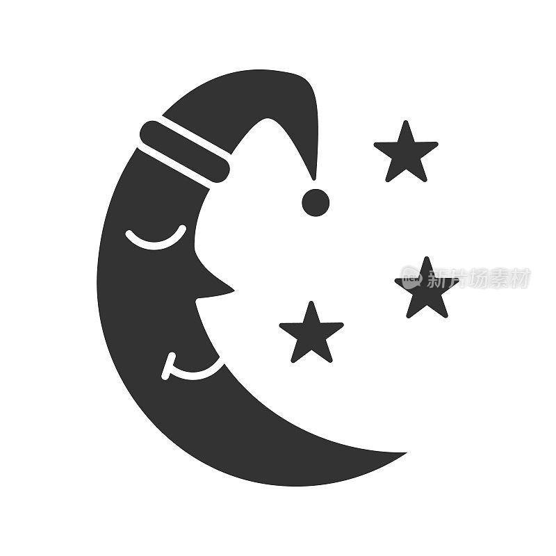 月亮与脸和星星的图标