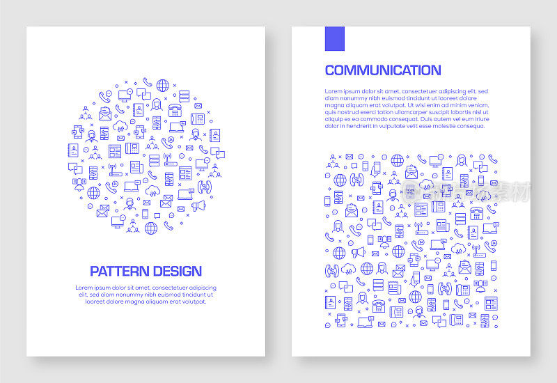 通讯相关图标矢量图案设计手册，年度报告，书籍封面。
