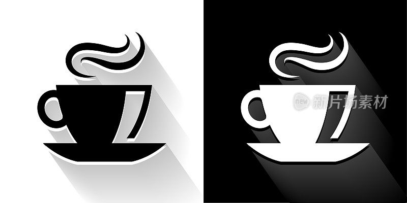 咖啡黑白长影图标