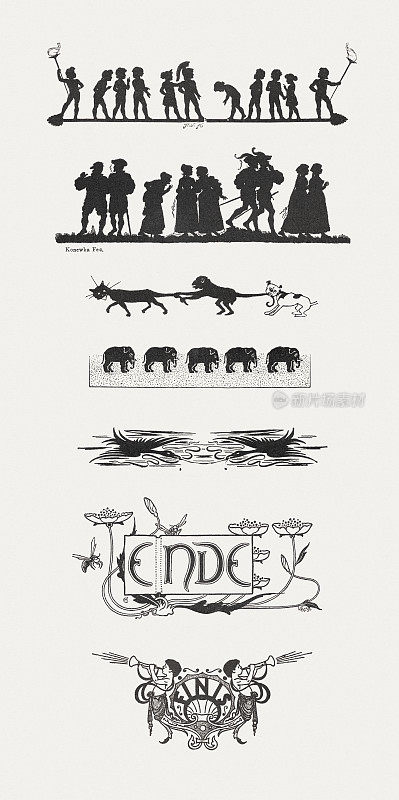 怀旧剪纸,木刻,1899年出版