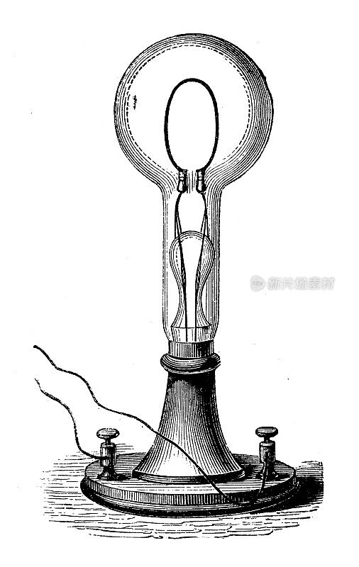 古董插图:电机爱迪生灯泡