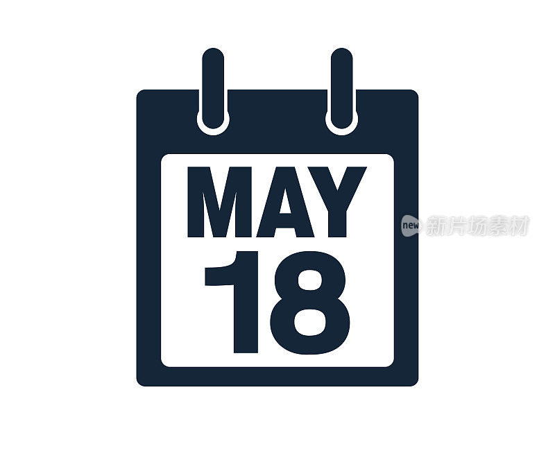 5月18日日历图标股票矢量插图