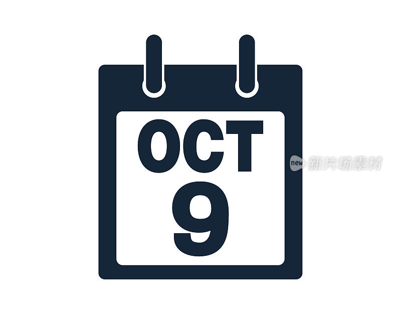 10月9日日历图标股票矢量插图