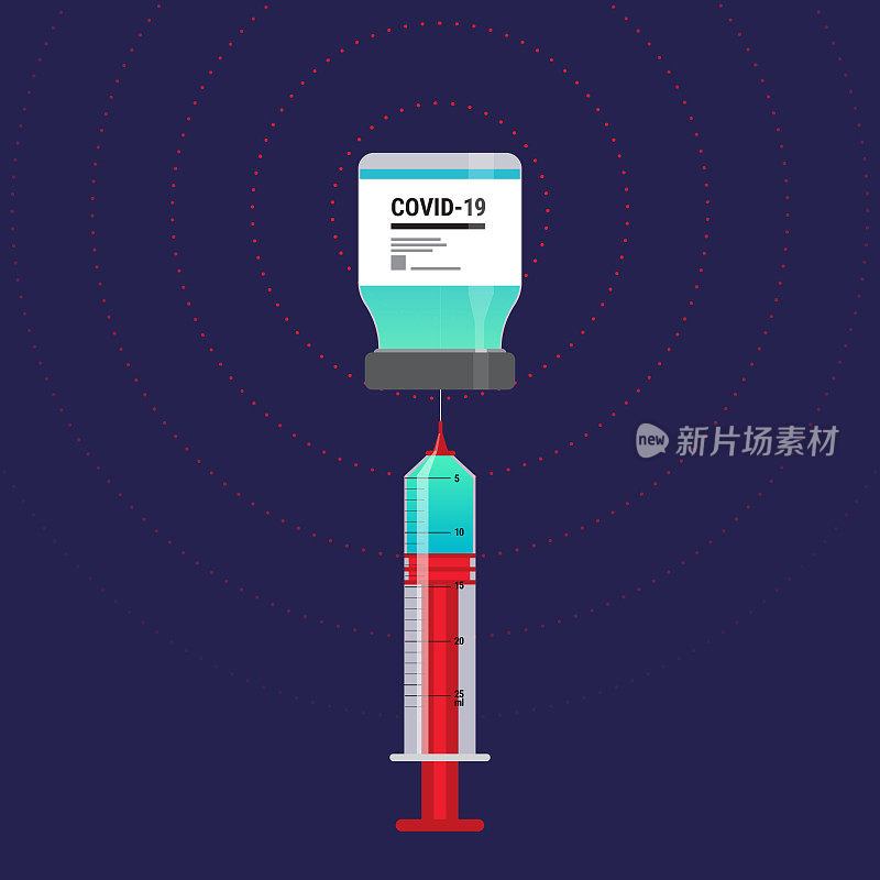 Covid-19冠状病毒疫苗注射对免疫的希望疾病平面载体插图