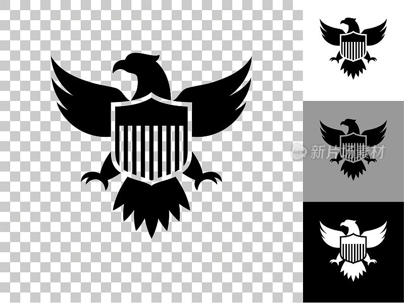 美国鹰和盾牌图标在棋盘透明的背景