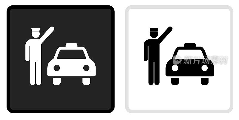 出租车和司机图标上的黑色按钮与白色翻转