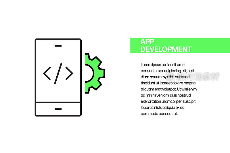 应用开发平面线图标，轮廓矢量符号插图。
