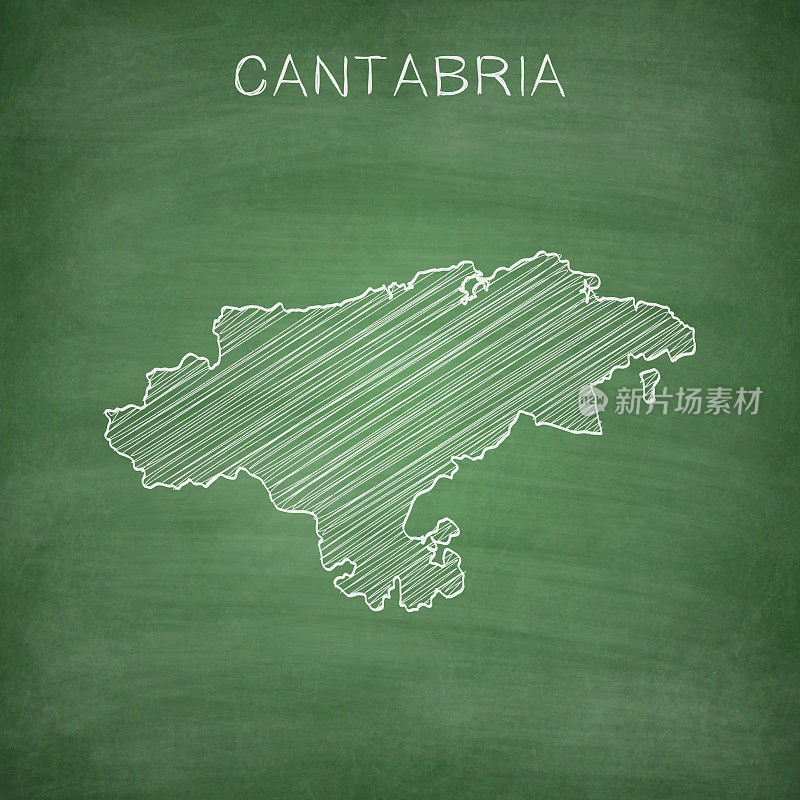 康塔布里亚地图画在黑板上-黑板