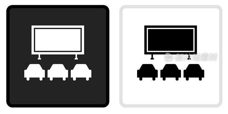 电影院图标上的黑色按钮与白色滚动
