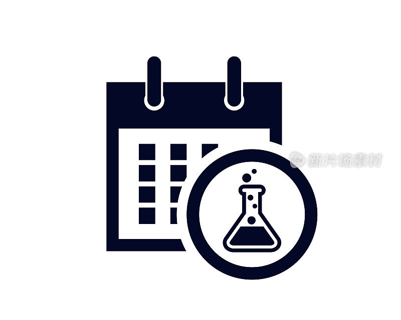 日历显示的日子与实验室烧瓶在一个圆圈