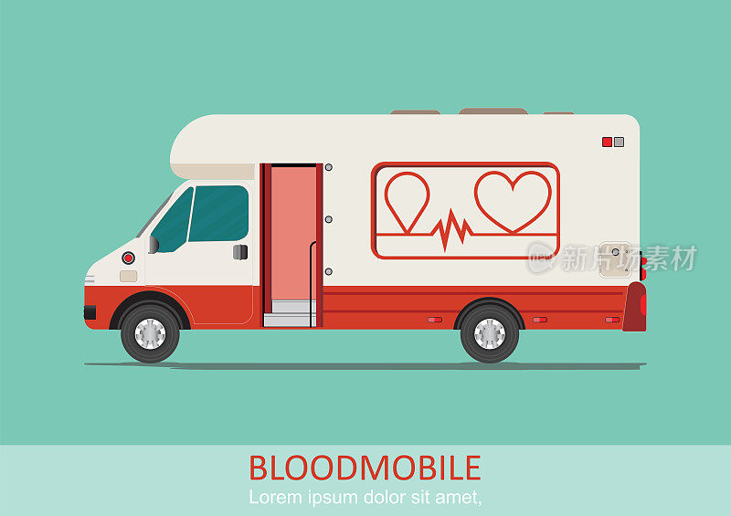 医疗保健运输插图血液流动车。