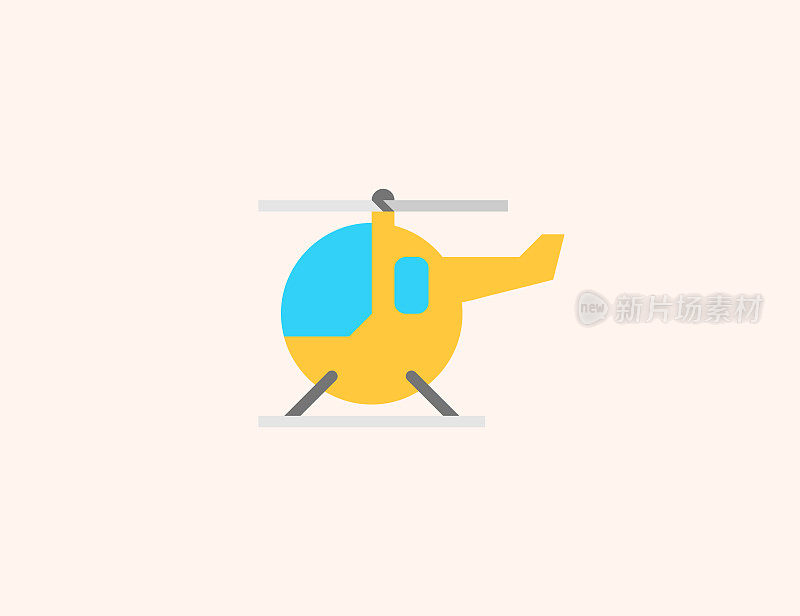直升机矢量图标。孤立的直升机平面彩色符号-向量
