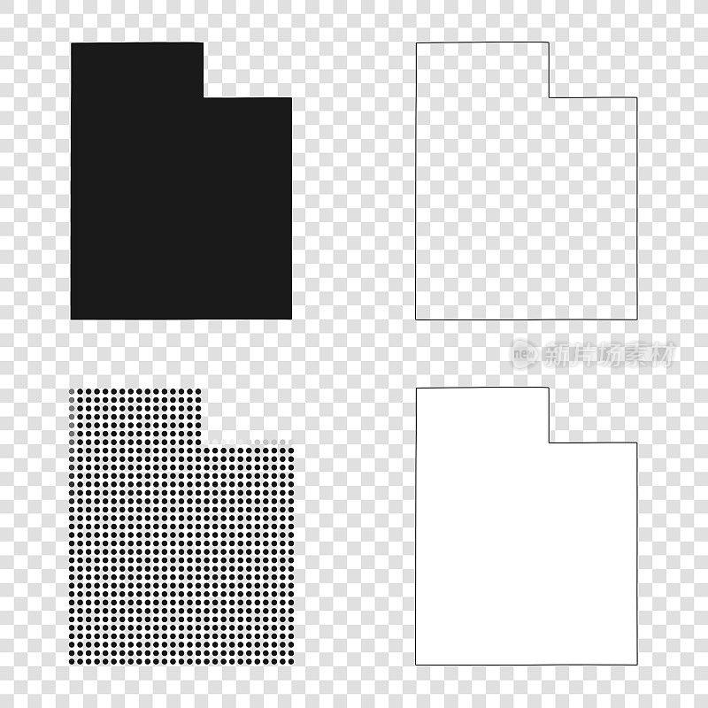 犹他州地图设计-黑色，轮廓，马赛克和白色