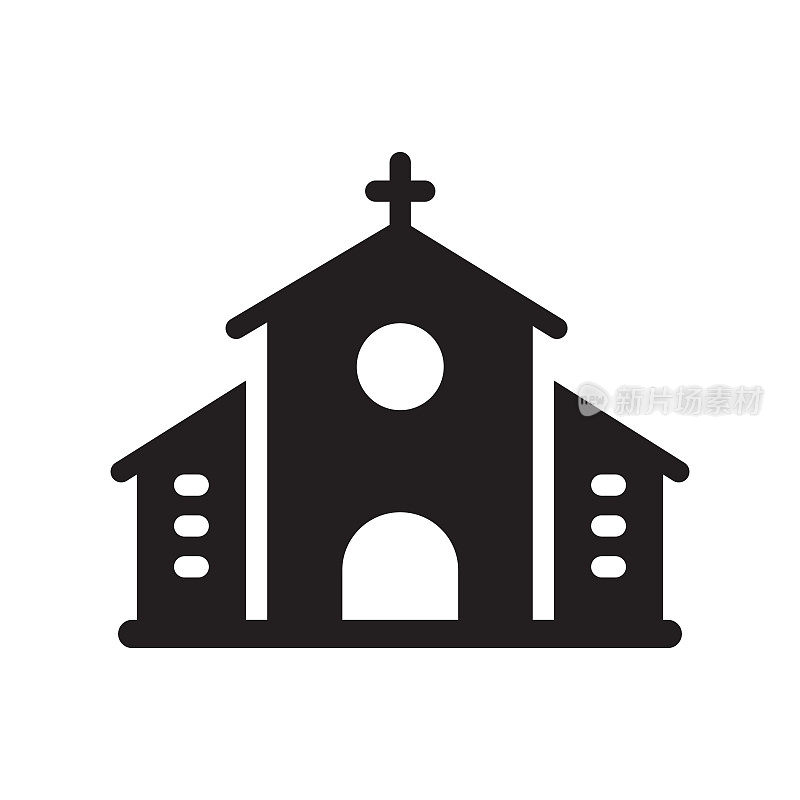 教堂图标，矢量符号插图。