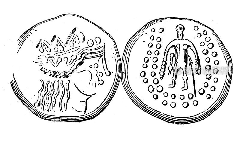 仿古插画:古高卢钱币