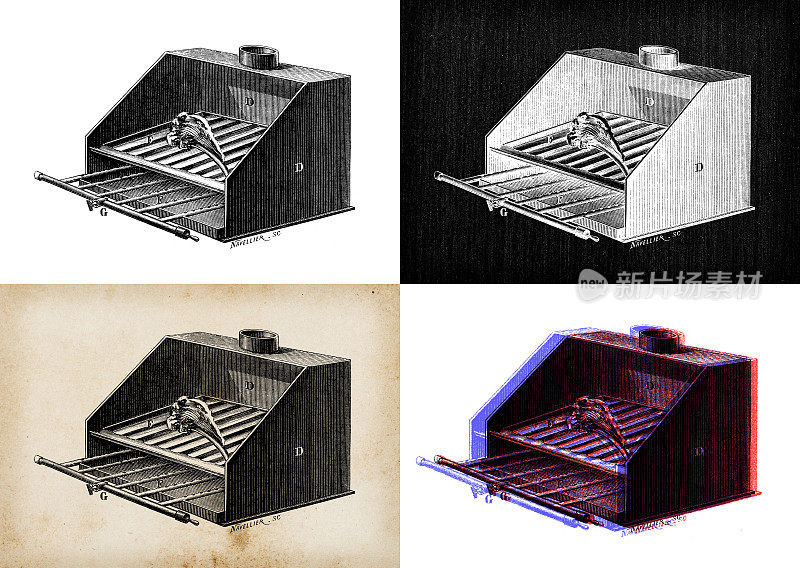 科学发现的古董插图:炊具