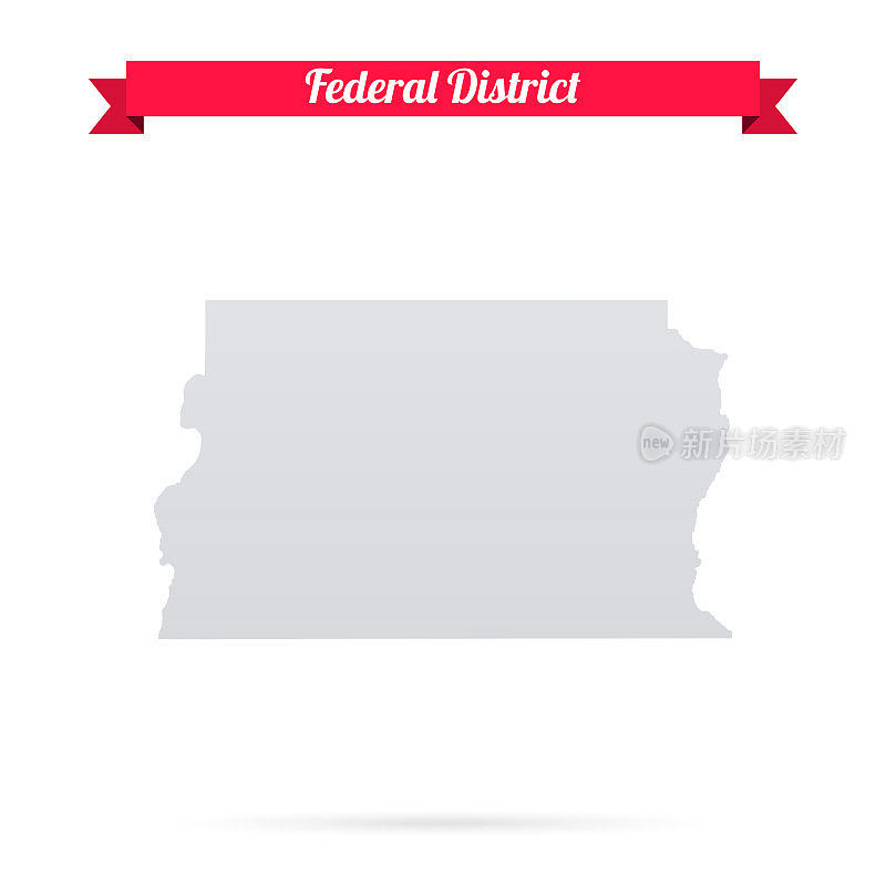 联邦地区地图，白色背景，红色横幅