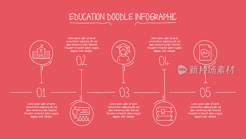 教育和学校概念向量线信息图形设计与图标。