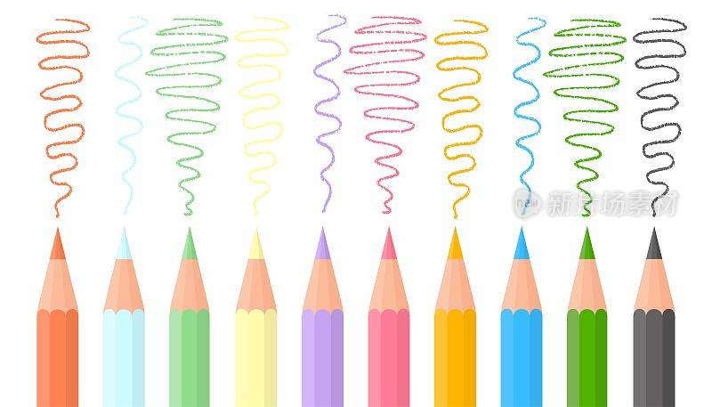 用彩色矢量铅笔画线。