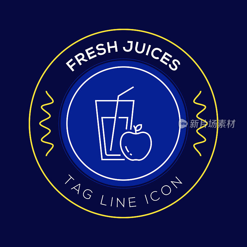 新鲜果汁圈徽章，现代标志矢量图标设计线条风格