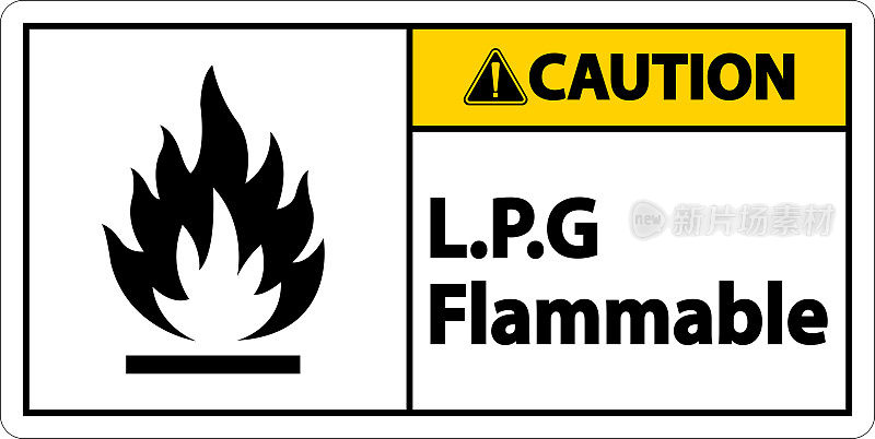 注意:白色背景的液化石油气易燃标志