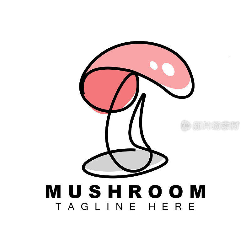 蘑菇符号设计，烹饪食材插图，矢量品牌的各种食品