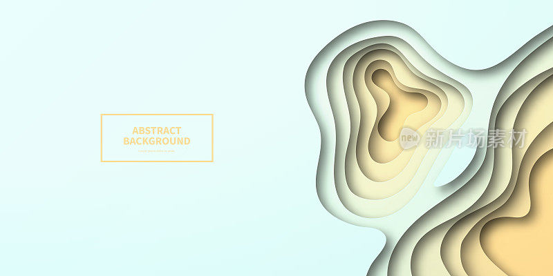 剪纸背景-米色抽象波浪形状-新潮的3D设计