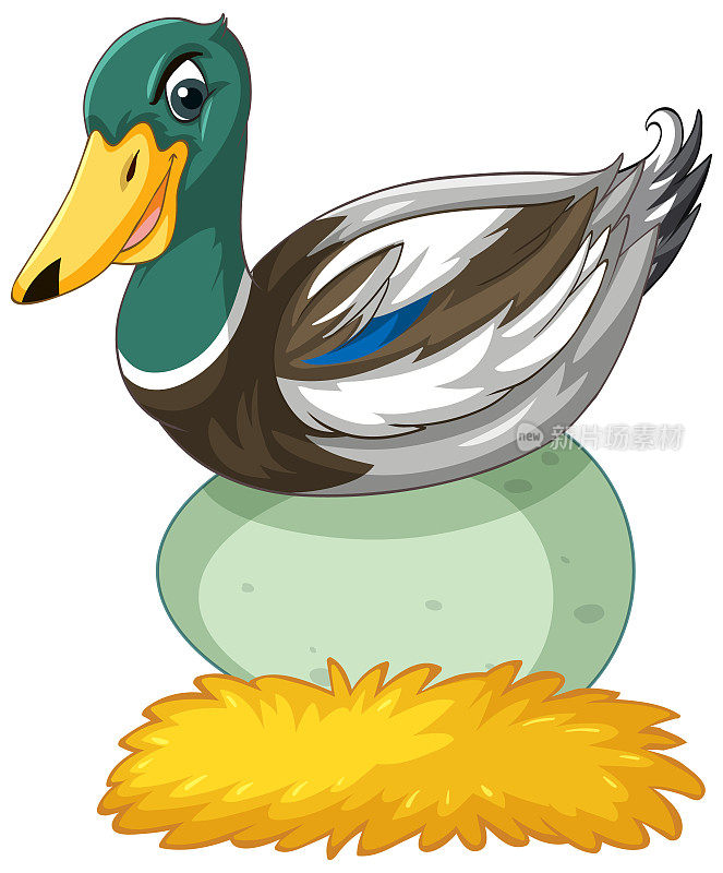 鸭子与绿色的头卡通人物