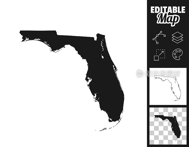 佛罗里达地图设计。轻松地编辑