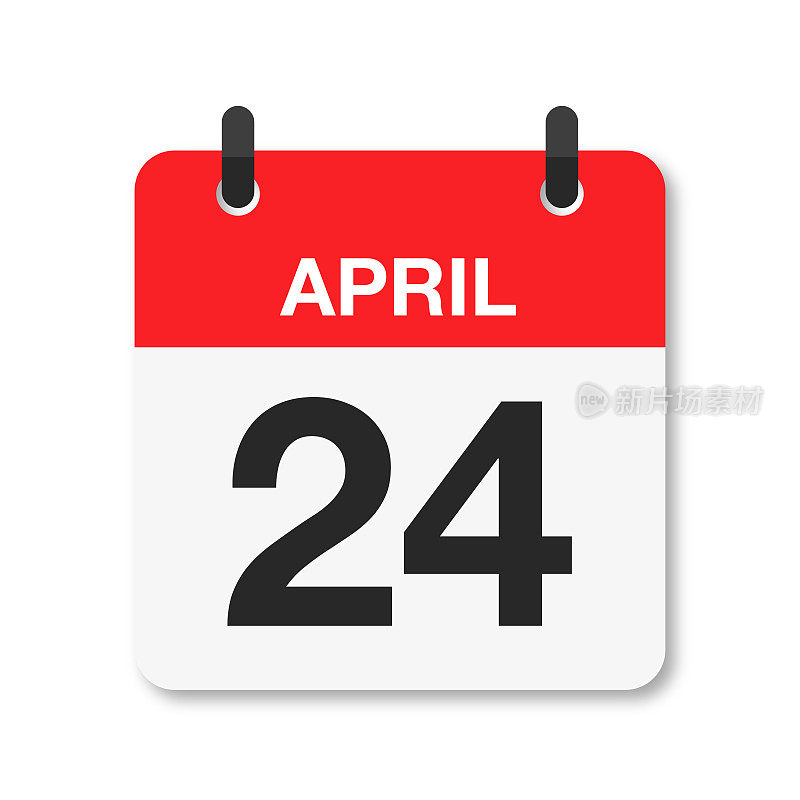 4月24日-每日日历图标-白色背景