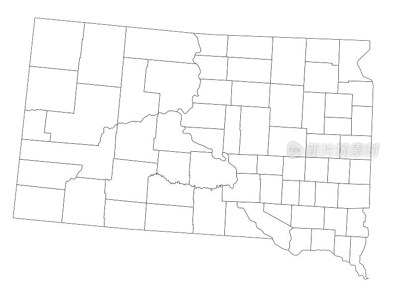 高度详细的南达科他州盲图。