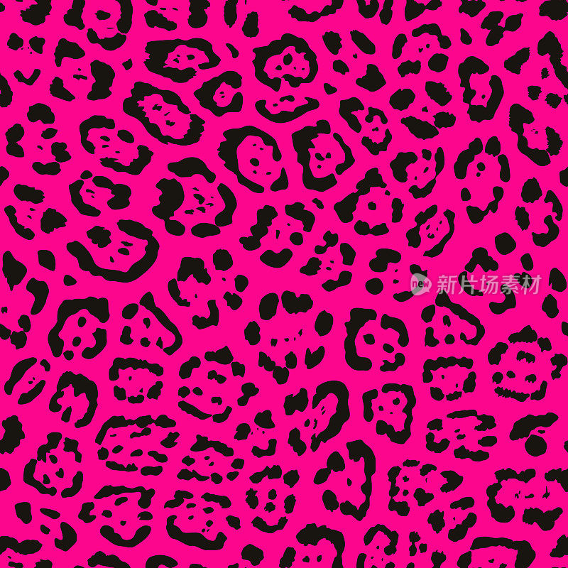 粉色动物印花。黑色美洲虎斑点无缝模式。动物模式。捷豹印刷。