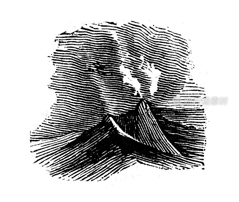 古玩雕刻插图:火山