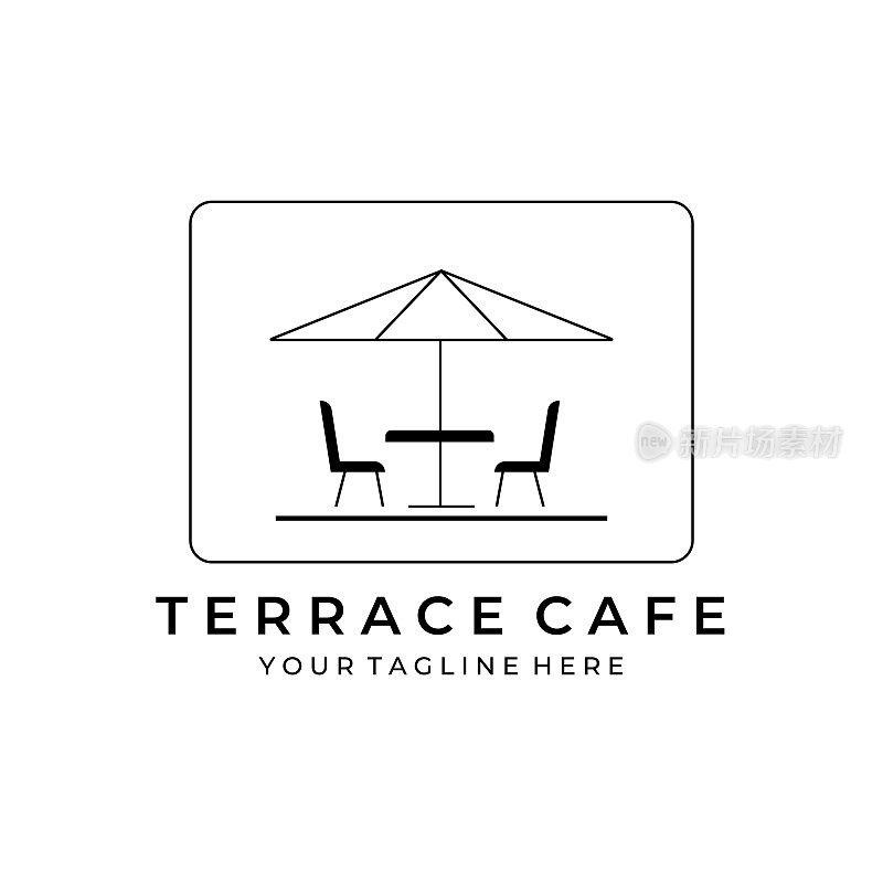 露台咖啡馆线条艺术图标矢量插画设计