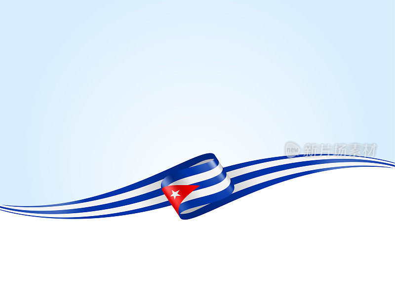 古巴国旗丝带。古巴国旗背景上的长条旗。模板。复制空间。矢量股票插图