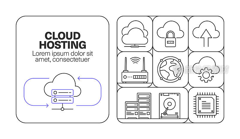 云托管横幅线图标集设计