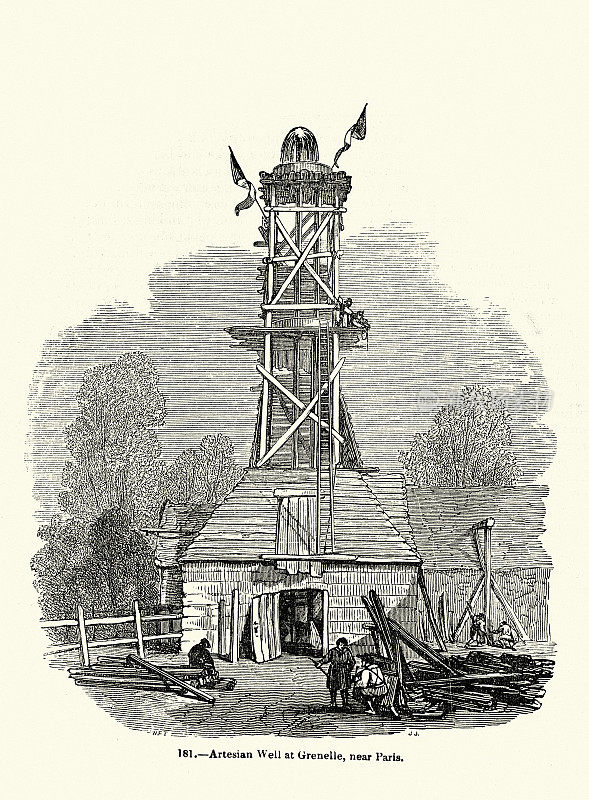 供水和卫生的历史，19世纪法国巴黎附近的格莱内尔的自流井