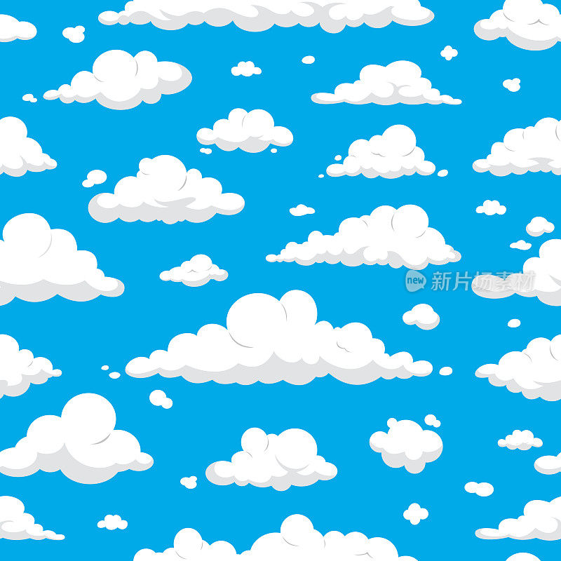 白云无缝模式孤立在蓝天-卡通向量集