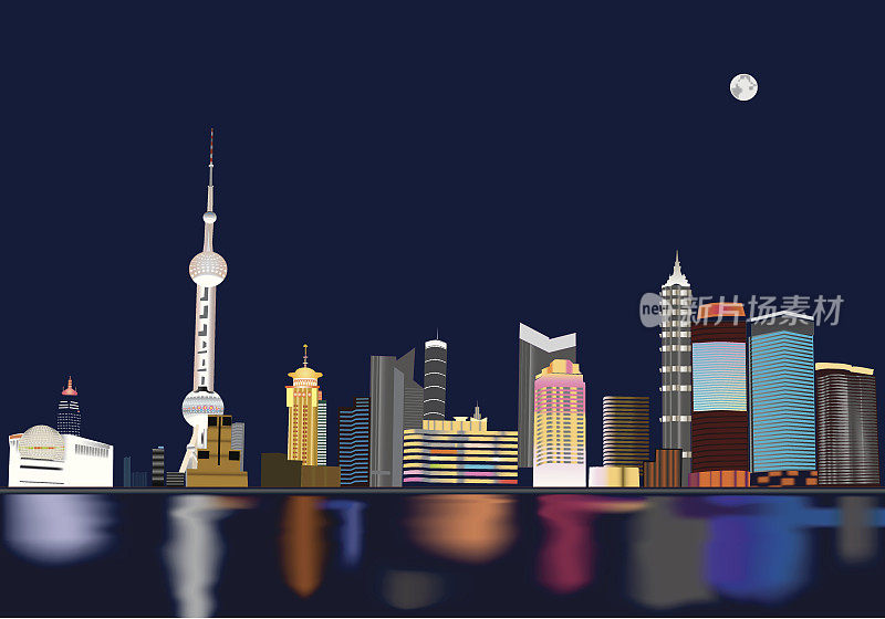 上海夜景矢量图