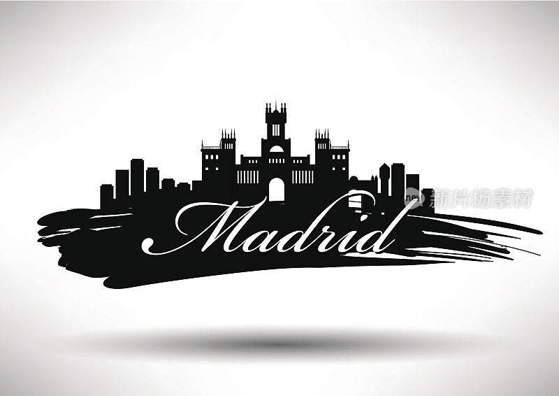 马德里城市天际线与排版设计