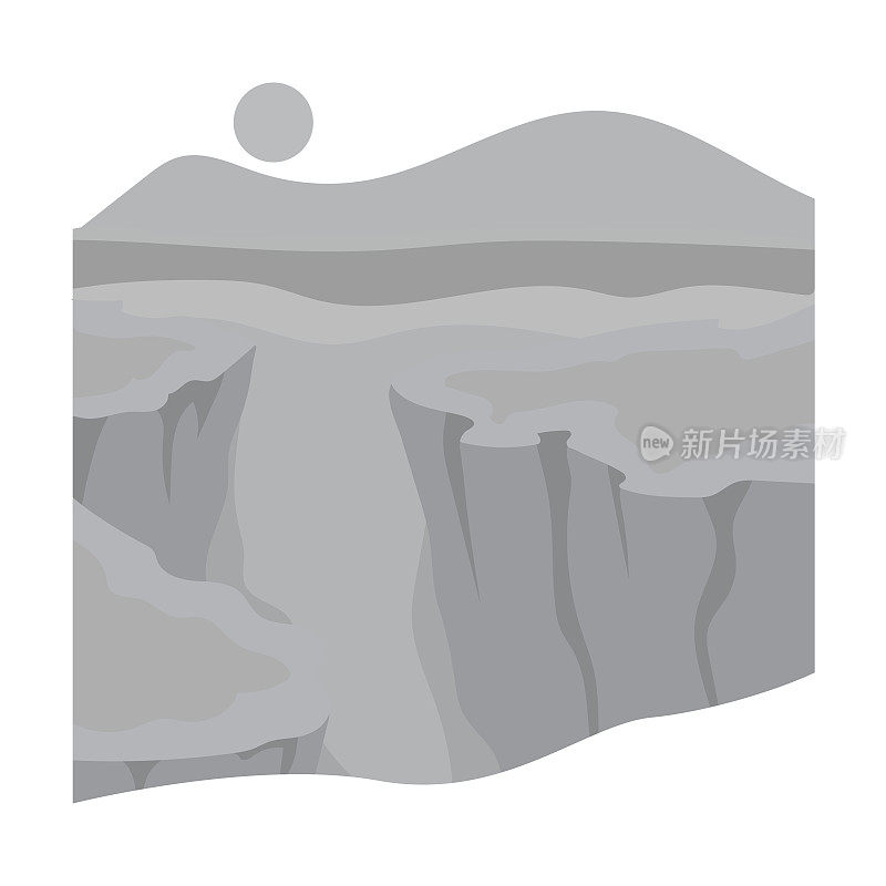 大峡谷图标在单色风格孤立的白色背景。美国国家符号股票矢量插图。