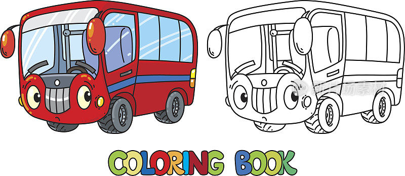 有趣的小巴士与眼睛。彩色书