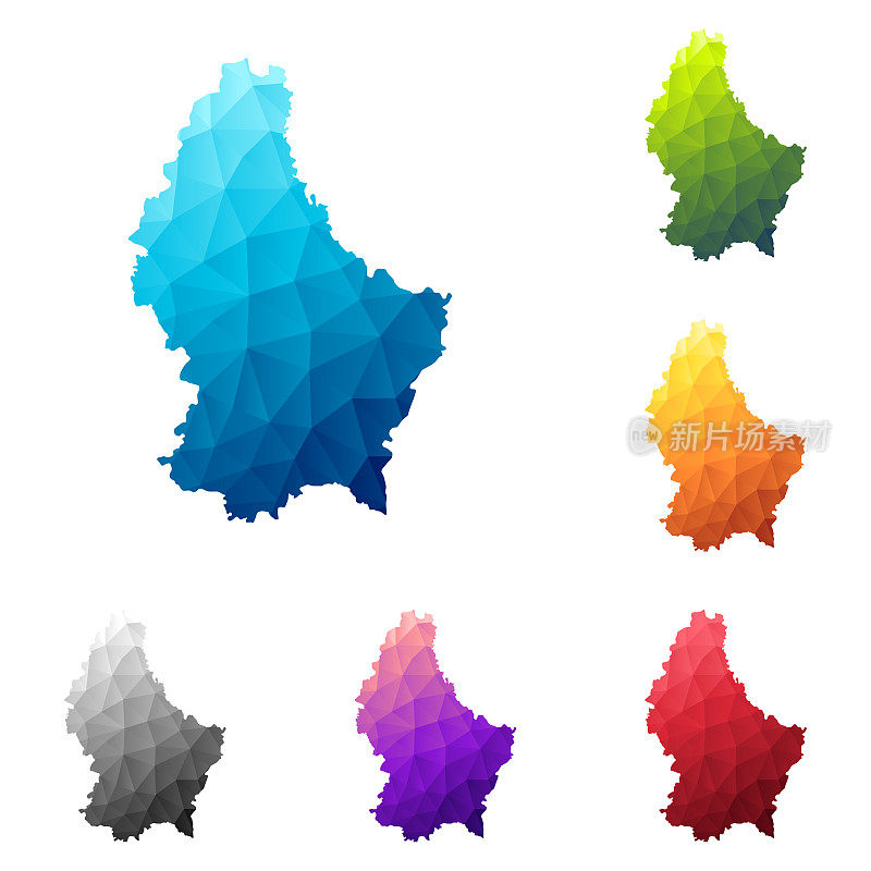 卢森堡地图在低多边形风格-彩色多边形几何设计