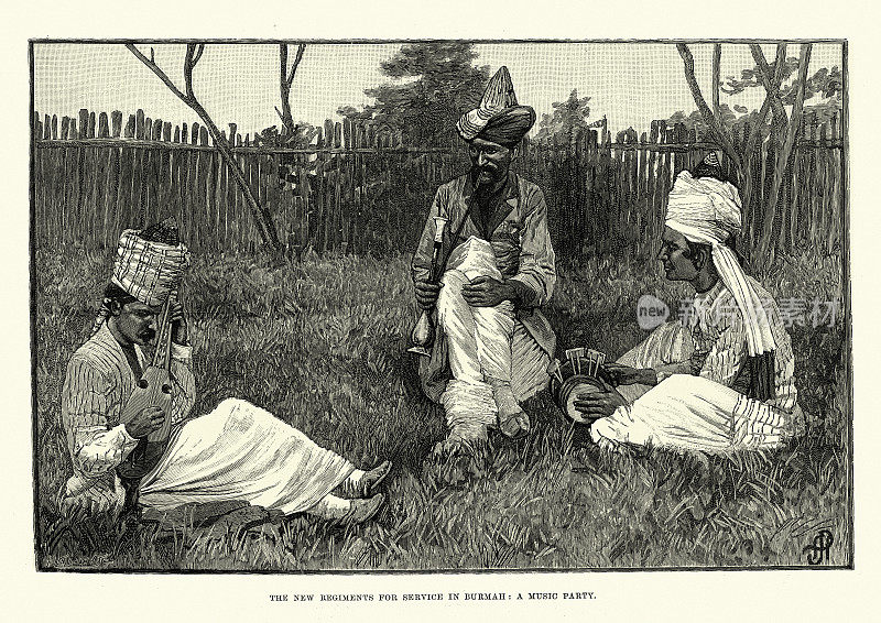 缅甸的传统音乐家,19世纪